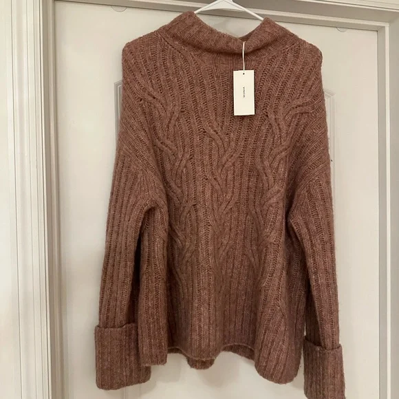 Vince Sweaters Nwt Vince Mirrored Cable Turtleneck Sweater